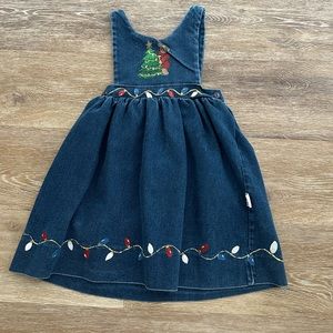 Girls vintage hand painted Christmas dress